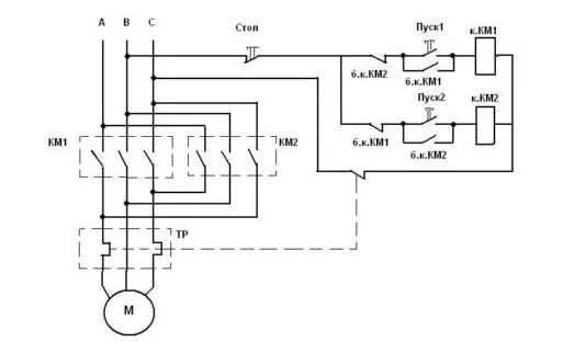 Реверсивное подключение эл двигателя схема Подключение электродвигателя 220в и 380в Системы электропривода.