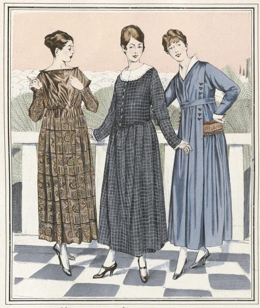 Революция женской моды Three dresses by Poiret, including 'Cartouche' (right) Fashion, 1910s fashion, 1