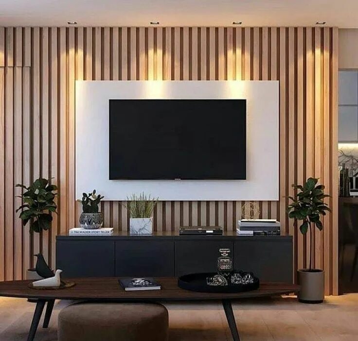 Рейка в интерьере гостиной с телевизором Pin by Aurimas Hwez on INTERIOR Living room tv wall, Living room tv, Living room