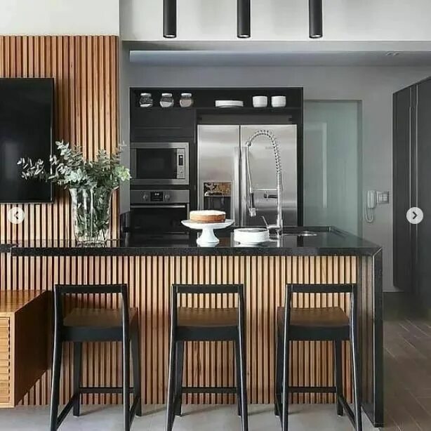 Рейки на кухне фото дизайн Pin on new house ideas Modern kitchen design, Interior design kitchen, Black kit