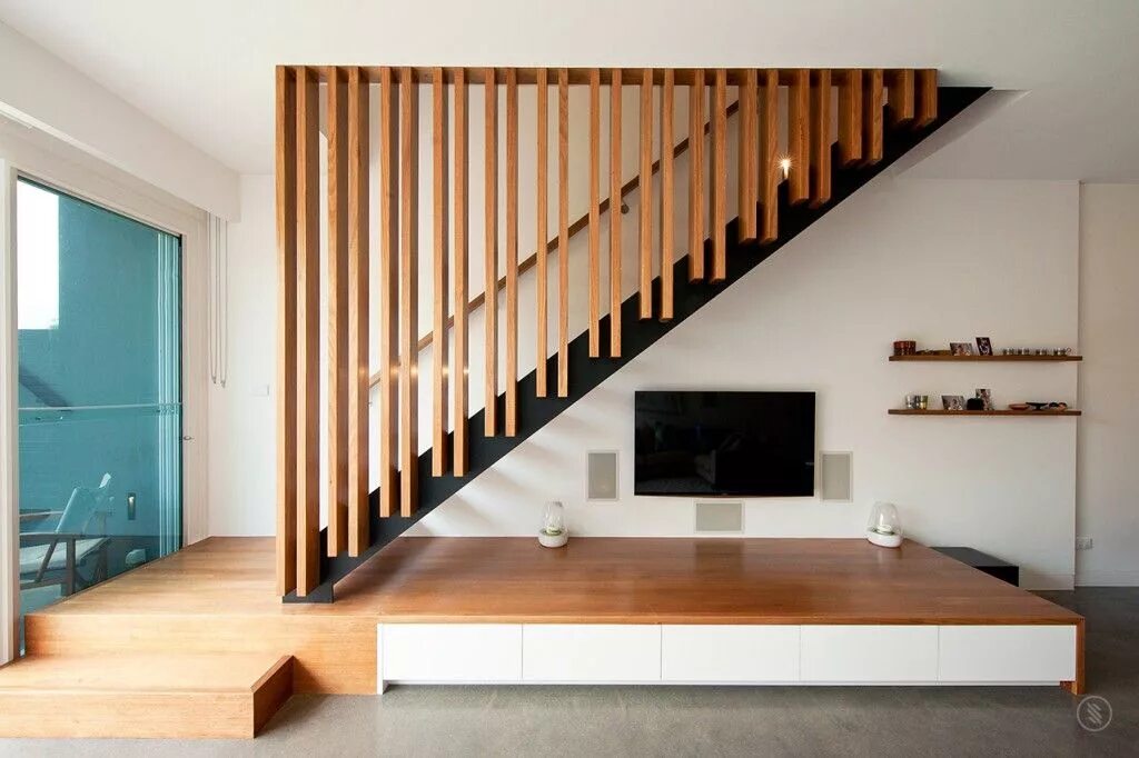 Рейки на лестнице фото S&A Stairs - Johnston Street Staircase design, Modern stairs, Interior stairs