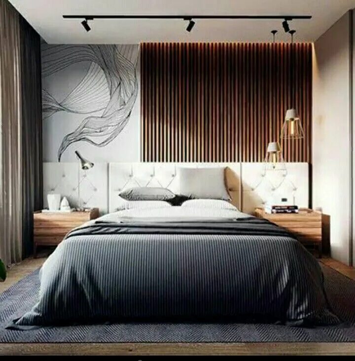 Рейки в спальне дизайн фото Pin by Anna Voloshyn on Bedroom Modern bedroom design, Bedroom design, Modern be