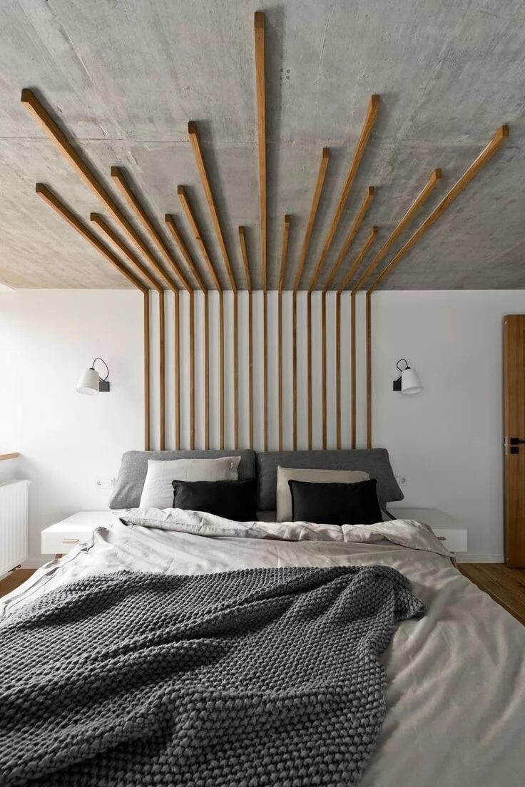 Рейки в стиле лофт This decorative wood feature doubles as lighting Home decor bedroom, Modern loft