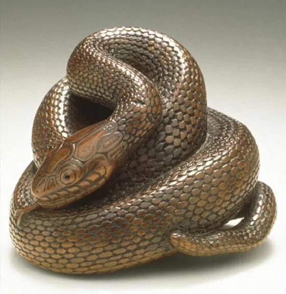 Резьба по дереву змеи фото Snake LACMA Collections Netsuke, Wood sculpture, Carving