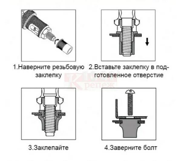 Резьбовые заклепки установка своими руками Заклепочник двуручный ДЕЛО ТЕХНИКИ M3-M10 купить оптом 1001krep