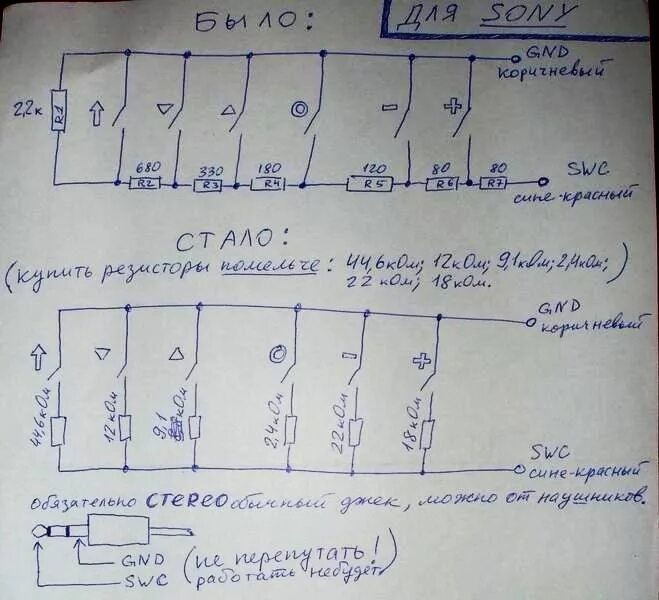 Резистивное подключение кнопок руля Знакомим мультируль с магнитолой Sony (Pioneer) - Opel Vectra B, 2 л, 1998 года 