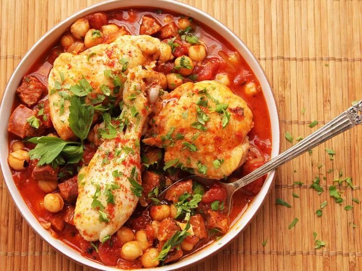 Резота блюдо рецепт с фото с курицей 30-Minute Pressure Cooker Chicken With Chickpeas, Tomatoes, and Chorizo Recipe R