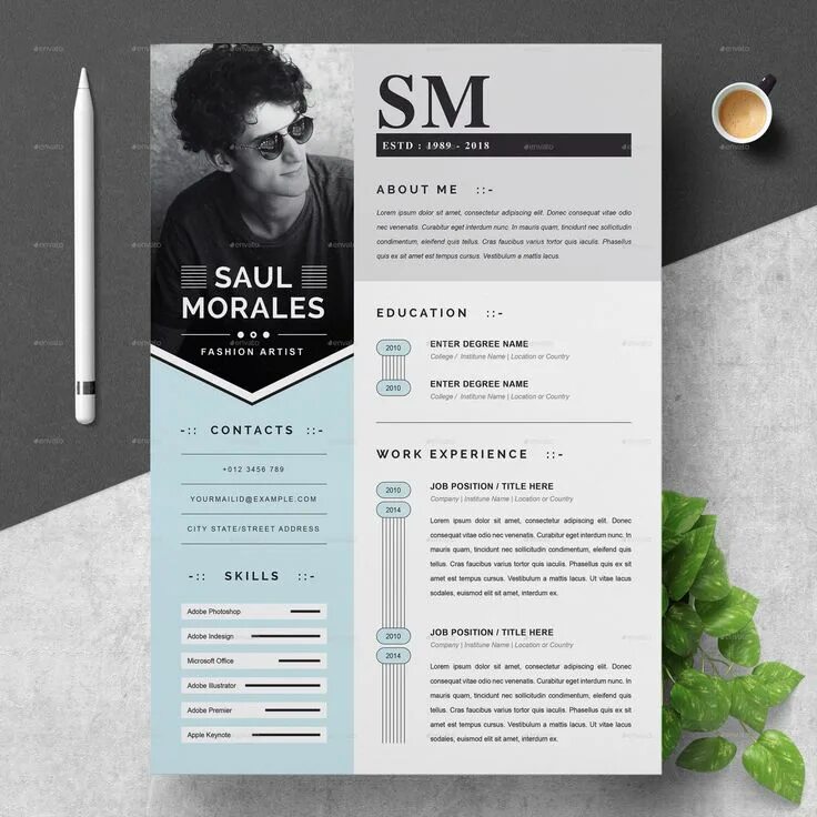 Резюме дизайнера интерьера Modern Resume Creative resume templates, Creative resume template free, Free res