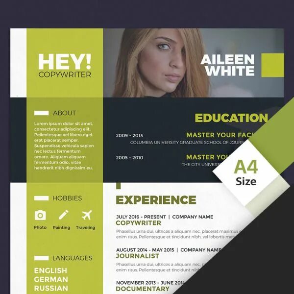 Резюме дизайнера интерьера Aileen White - Copywriter Resume Template - TemplateMonster Resume template, Cop