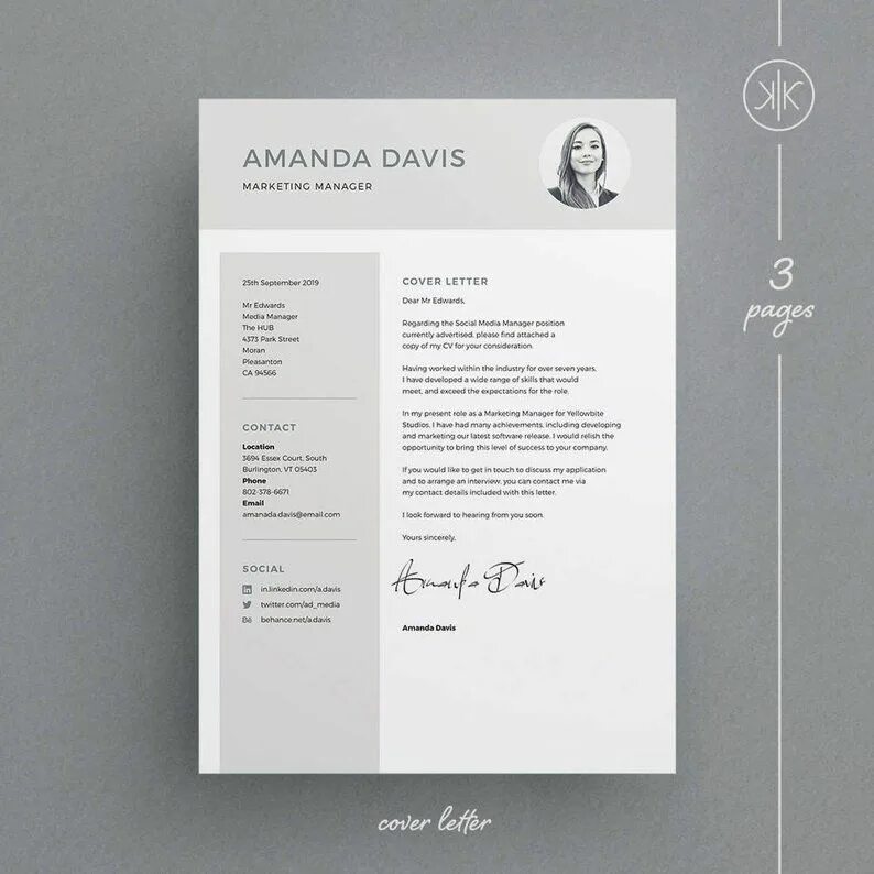 Резюме дизайнера интерьера Amanda Resume/CV Template Word Photoshop InDesign Professional Resume Design Cov