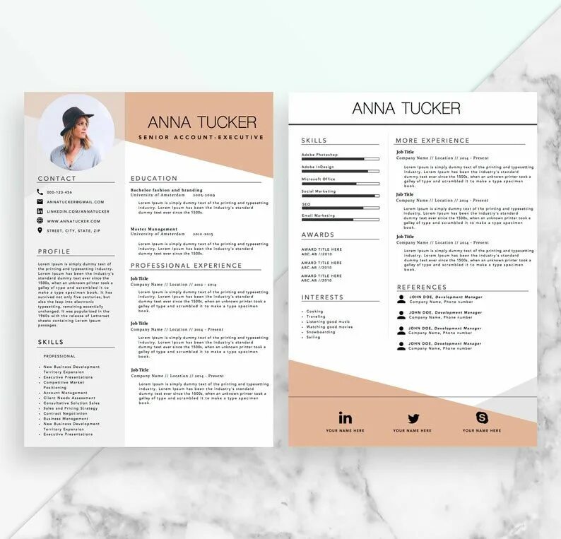 Резюме дизайнера интерьера Modern Resume Template / CV Template Professional and Creative Resume Word Resum