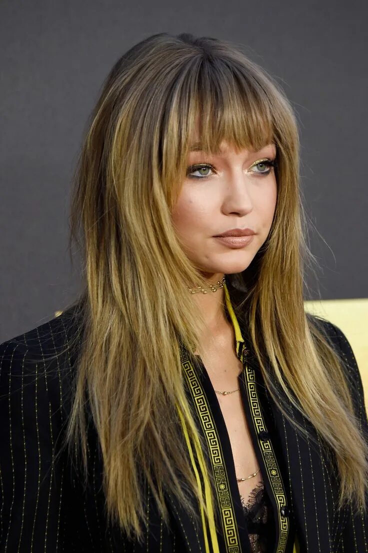 Рваная стрижка на длинные 2024 Pin by Morgan Leach on GIGI HADID Hairstyles with bangs, Hair styles, Long hair 