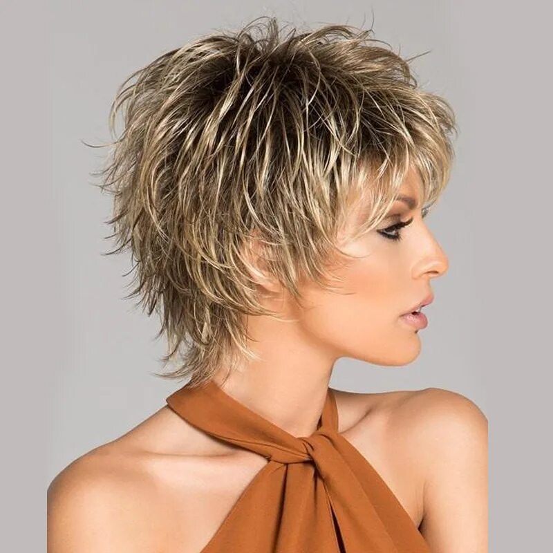 Рваная стрижка на короткие волосы Click Short Cut Synthetic Wig (Basic Cap) Short choppy hair, Hair cuts, Short sh