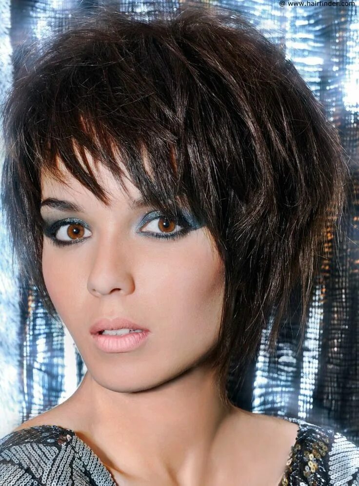 Рваная стрижка с косой челкой Fashionable Hot Hairstyle Short Layered Straight 100% Indian Human Hair Wig: M.W