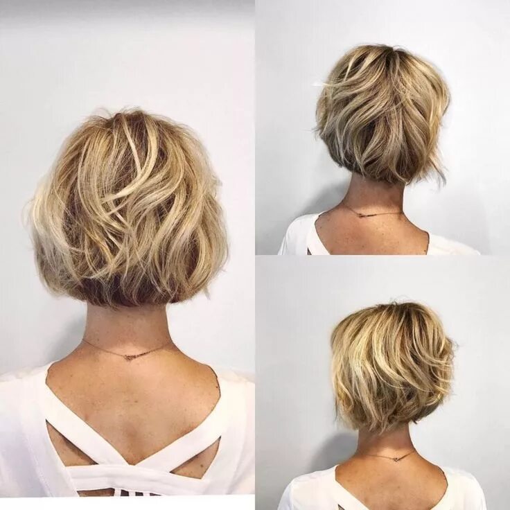 Рваное каре фото вид сзади Short Wavy Dimensional Bob Short bob hairstyles, Thick hair styles, Bob hairstyl