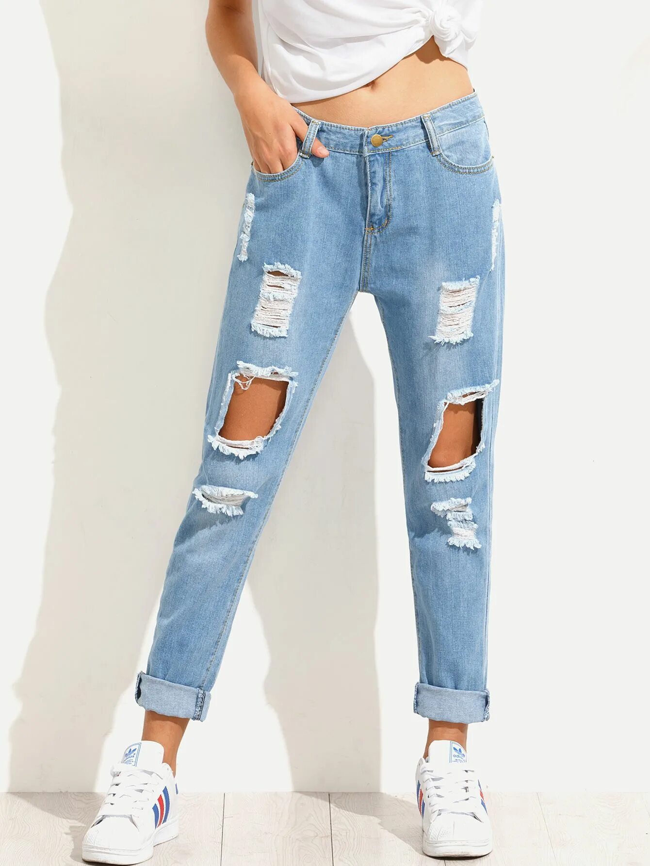 Рваные джинсы 2024 фото Distressed Boyfriend Jeans