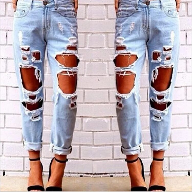 Рваные джинсы ужас моды фото Celana Jeans Robek Longgar Wanita,Celana Jins Musim Panas Modis Grosir - Buy Cel